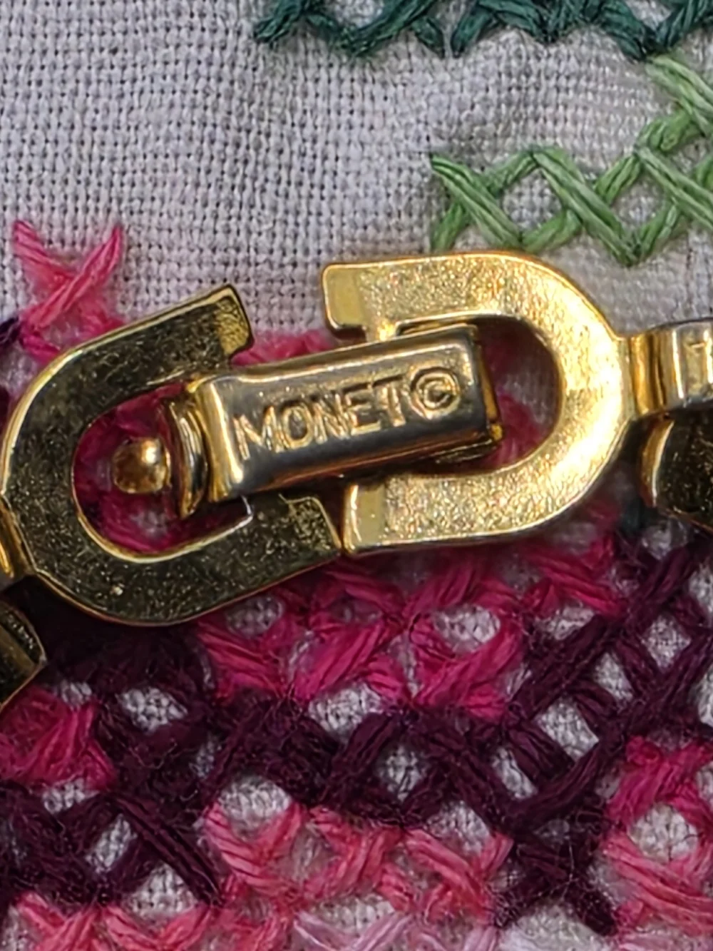 Monet Gold Link Bracelet with Pink and Green Accents